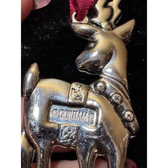 Gorham Silver Plated Christmas Ornaments Set Of 4 With Red Ribbons - Picture 6 of 10